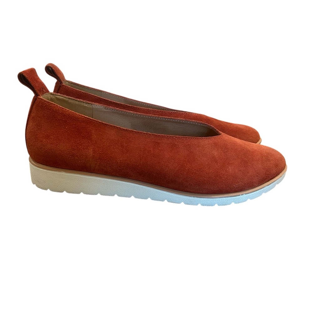Eileen Fisher Rust Brick Wedge Ballet Suede Loafers Flats 8 - Picture 3 of 9